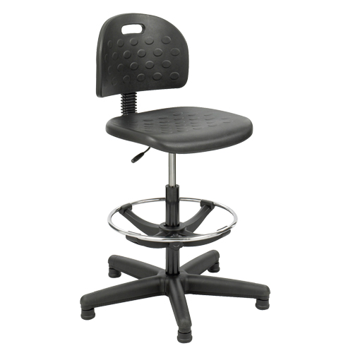 Soft Tough Stool, Stationary, Adjustable, 29" - 49", Polyurethane Seat, Black Infinity Industrial Services Inc.