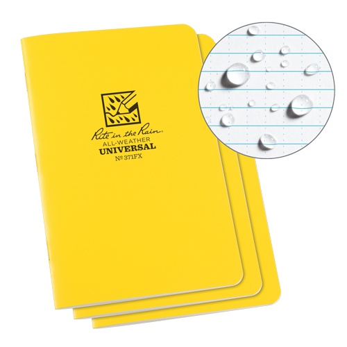 All-Weather Notebook, Soft Cover, Yellow, 48 Pages, 4-5/8" W x 7" L Infinity Industrial Services Inc.