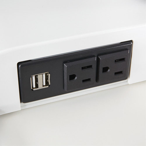 Soar Sit/Stand Electric Desk with Dual Monitor Arm, Desktop Unit, 37-1/4" H x 27-3/4" W x 22" D, White Infinity Industrial Services Inc.