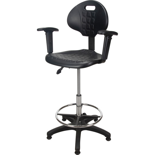Heavy-Duty Ergonomic Stool with Adjustable Arm Rests, Stationary, Adjustable, 39" - 48", Polyurethane Seat, Black Infinity Industrial Services Inc.
