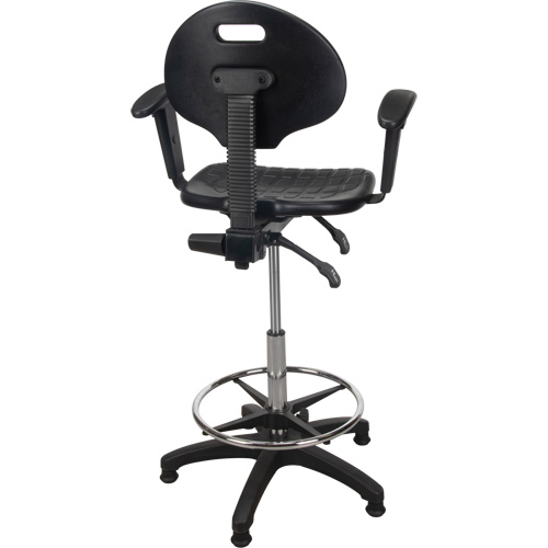 Heavy-Duty Ergonomic Stool with Adjustable Arm Rests, Stationary, Adjustable, 39" - 48", Polyurethane Seat, Black Infinity Industrial Services Inc.