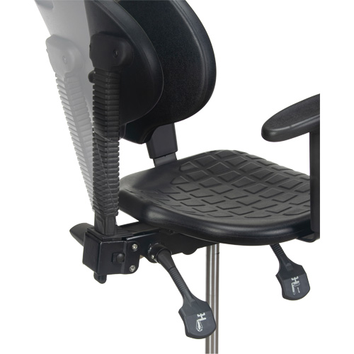 Heavy-Duty Ergonomic Stool with Adjustable Arm Rests, Stationary, Adjustable, 39" - 48", Polyurethane Seat, Black Infinity Industrial Services Inc.