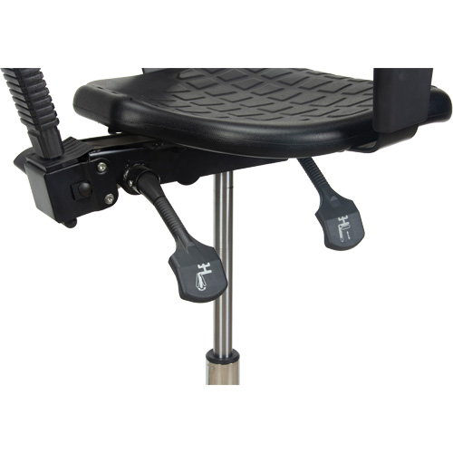 Heavy-Duty Ergonomic Stool with Adjustable Arm Rests, Stationary, Adjustable, 39" - 48", Polyurethane Seat, Black Infinity Industrial Services Inc.