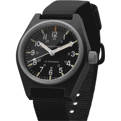 General Purpose Quartz with MaraGlo Watch, Analog, Battery Operated, 0.6" W x 1.3" D x 0.4" H, Black Infinity Industrial Services Inc.