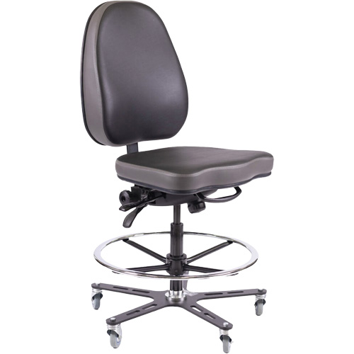 TF180 Ergonomic Industrial Chair, Mobile, Adjustable, Vinyl Seat, Black Infinity Industrial Services Inc.