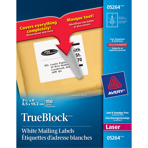 TrueBlock Laser Shipping Labels, 3-1/3" W x 4" L, White Infinity Industrial Services Inc.