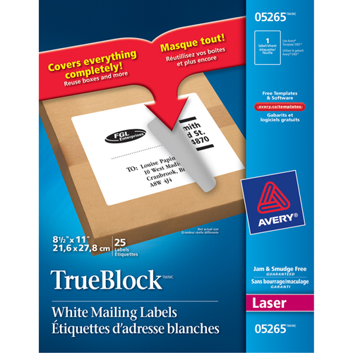 TrueBlock Laser Shipping Labels, 11" W x 8.5" L, White Infinity Industrial Services Inc.