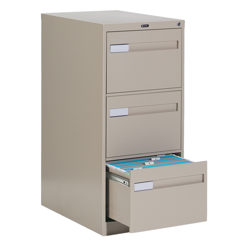 Vertical Filing Cabinet with Recessed Drawer Handles, 3 Drawers, 18.15" W x 26.56" D x 40" H, Beige Infinity Industrial Services Inc.