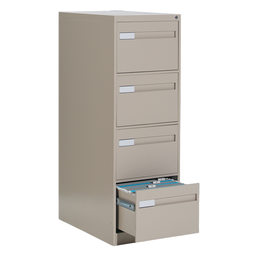 Vertical Filing Cabinet with Recessed Drawer Handles, 4 Drawers, 18.15" W x 26.56" D x 52" H, Beige Infinity Industrial Services Inc.