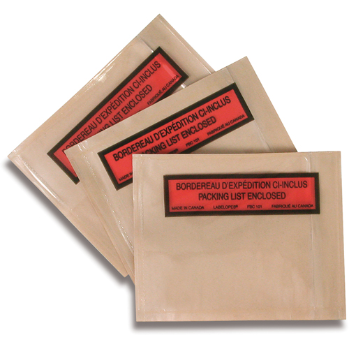 Pochettes pour bordereau d'exp&eacute;dition, 5-1/2" lo x 4-1/2" la Infinity Industrial Services Inc.