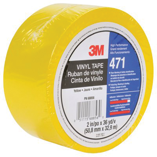 471 Vinyl Tape, 50.8 mm (2") W x 32.9 m (108') L, 5.3 mils, Yellow Infinity Industrial Services Inc.