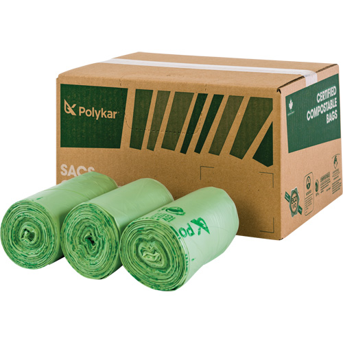 Certified Compostable Bags, Regular, 60" L x 48" W, Clear, 245 L (65 Gal.) Capacity Infinity Industrial Services Inc.