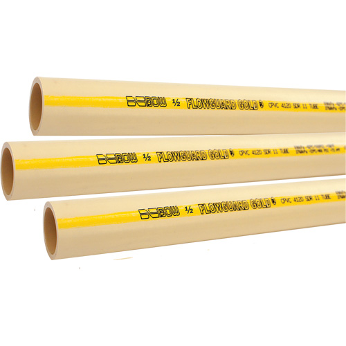 Flowguard Gold&reg; Hot & Cold Water Pipe, CPVC, 10' L x 0.5" Dia. Infinity Industrial Services Inc.
