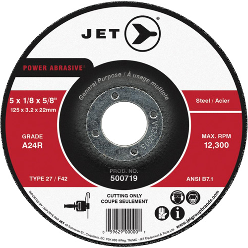 Power Abrasive Cut-Off Wheel, 7" x 1/8", 7/8" Arbor, Type 27, 8500 RPM Infinity Industrial Services Inc.