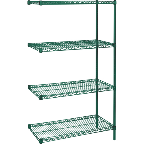 &eacute;tag&egrave;res robustes en treillis m&eacute;tallique au fini &eacute;poxy vert, Ensemble de Ajout, 4 Tablettes, 30" la x 63" h x 14" p Infinity Industrial Services Inc.