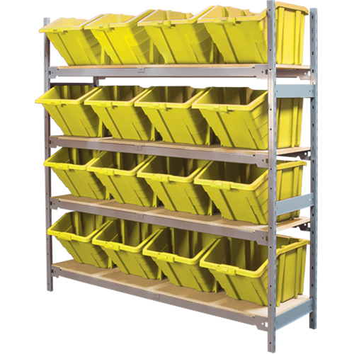 Wide Span Shelving with Jumbo Plastic Bins, Steel, Boltless, 800 lbs. Capacity, 66" W x 72" H x 18" D Infinity Industrial Services Inc.