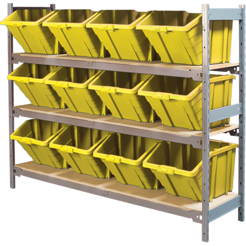 Wide Span Shelving with Jumbo Plastic Bins, Steel, Boltless, 800 lbs. Capacity, 66" W x 60" H x 18" D Infinity Industrial Services Inc.