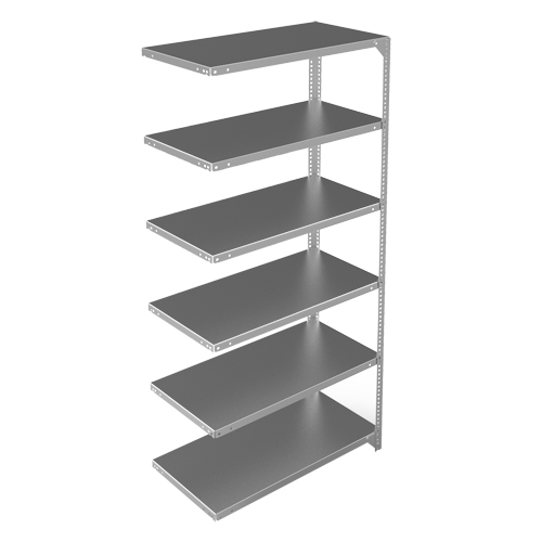 Shelving Unit, Galvanized Steel, Slotted Angle, 400 lbs. Capacity, 36" W x 72" H x 18" D Infinity Industrial Services Inc.