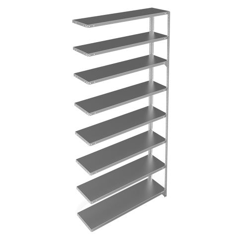 Shelving Unit, Galvanized Steel, Slotted Angle, 300 lbs. Capacity, 48" W x 96" H x 12" D Infinity Industrial Services Inc.