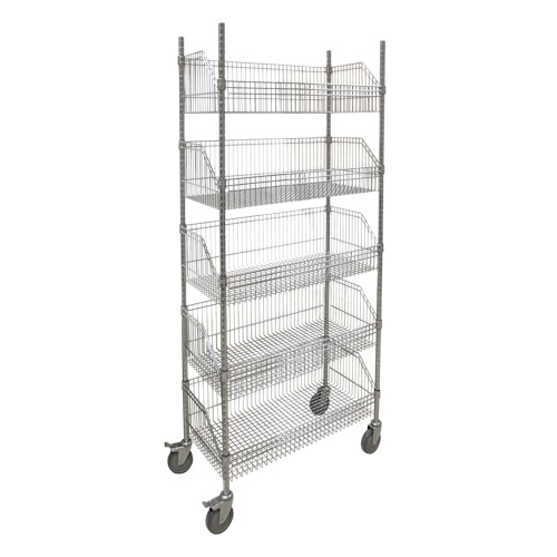 Wire Basket Shelving Cart, 5 Tiers, 36" W x 80" H x 18" D Infinity Industrial Services Inc.