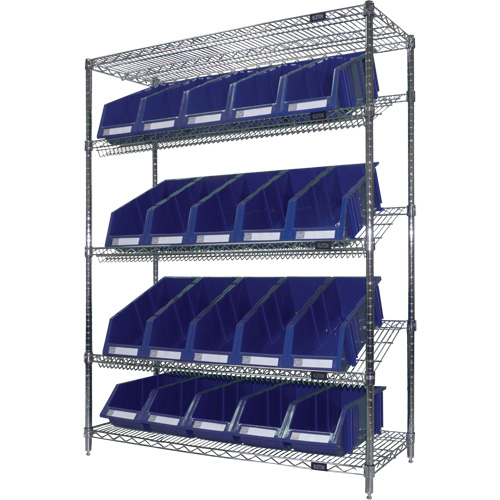 &eacute;tag&egrave;re en treillis m&eacute;tallique &agrave; tablettes inclin&eacute;es avec bacs, Tiers 5, 48" la x 63" h x 18" p Infinity Industrial Services Inc.