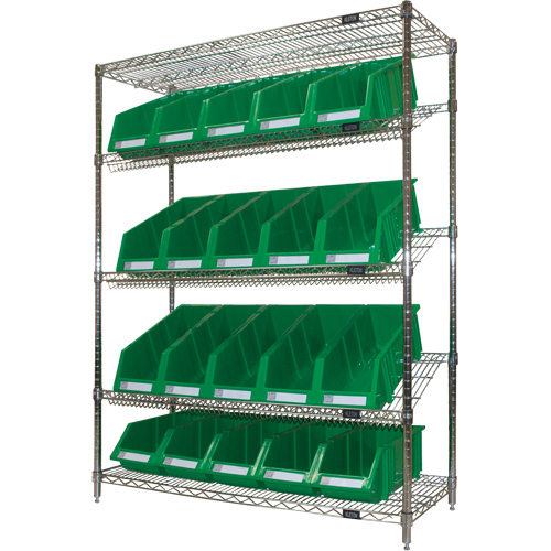 &eacute;tag&egrave;re en treillis m&eacute;tallique &agrave; tablettes inclin&eacute;es avec bacs, Tiers 5, 48" la x 63" h x 18" p Infinity Industrial Services Inc.