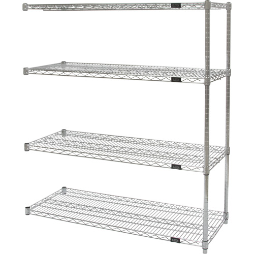 Heavy-Duty Chromate Wire Shelving, Add-On Kit, 4 Tiers, 60" W x 54" H x 24" D Infinity Industrial Services Inc.