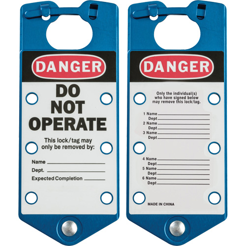 Labeled Lockout Hasps, Blue Infinity Industrial Services Inc.