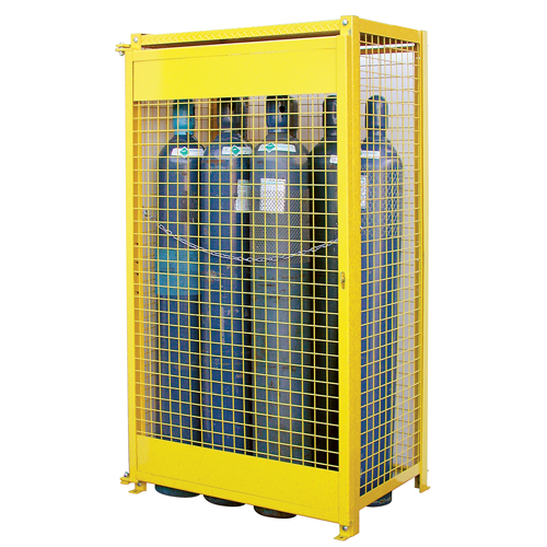 Gas Cylinder Cabinets, 10 Cylinder Capacity, 44" W x 30" D x 74" H, Yellow Infinity Industrial Services Inc.