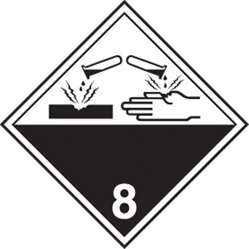 TDG Shipping Labels, Class 8, Corrosives, Paper Infinity Industrial Services Inc.
