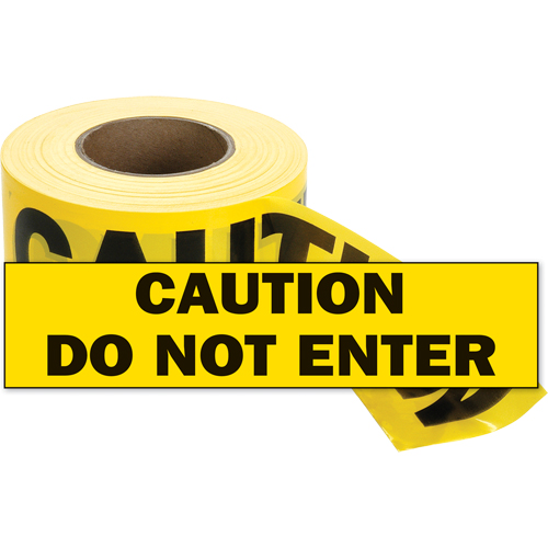Barricade Tape, English, 3" W x 1000' L, 2 mils, Black on Yellow Infinity Industrial Services Inc.