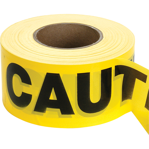Barricade Tape, English, 3" W x 1000' L, 2 mils, Black on Yellow Infinity Industrial Services Inc.