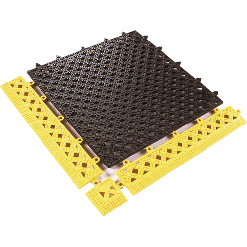 TAPIS MODULAIRE LOK-TYLE 12"X12" JAUNE NOIR, Vinyle, 1' la c, 1' lo, 9/16" &eacute;paisseur, Noir Infinity Industrial Services Inc.