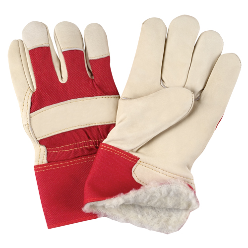 Gants d'ajusteur rouge & blanc doubl&eacute;s pour l'hiver de premi&egrave;re qualit&eacute;, Grand, Paume en Cuir fleur de vache, Doublure en Boa Infinity Industrial Services Inc.