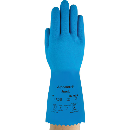 AlphaTec&reg; 87-029 Gloves, Size Small/7, 12" L, Rubber Latex, Nylon Inner Lining, 50-mil Infinity Industrial Services Inc.
