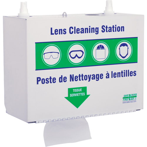 Postes en M&eacute;tal Pour Le Nettoyage De Verres - Deux Boutielle De Solution 500ml Et 1 Boîte De Serviettes, M&eacute;tal, 10,5" lo x 5,5" p x 6,3" h Infinity Industrial Services Inc.