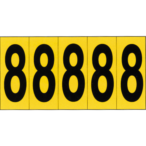 Rep&egrave;res adh&eacute;sifs &agrave; chiffres individuels, 8, 3-7/8" h, Noir sur jaune Infinity Industrial Services Inc.