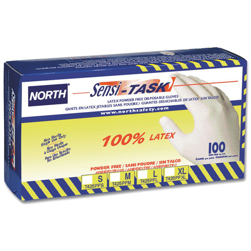 North&reg; Sensi-Task Disposable Gloves, Small, Latex, 5-mil, Powder-Free, White Infinity Industrial Services Inc.
