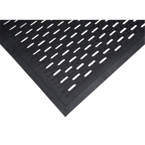 Low-Profile Matting, Rubber, Scraper Type, Slotted Pattern, 3' x 5', Black Infinity Industrial Services Inc.