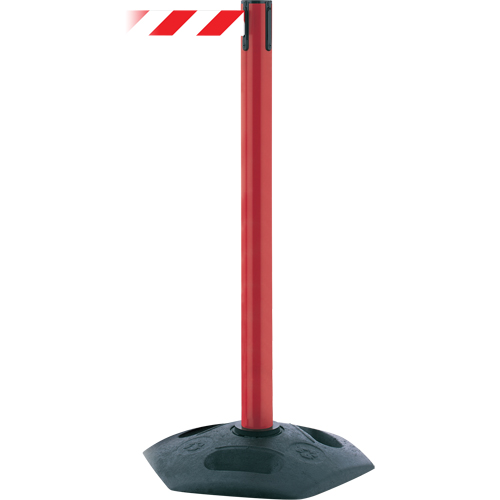 Poteau robuste &agrave; ligne simple, Plastique, 38" h, Ruban Blanc/Rouge, Longueur du ruban 13' Infinity Industrial Services Inc.