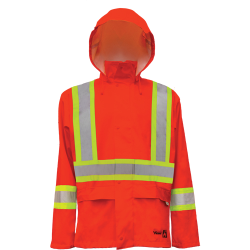 Hi-Vis FR/PU Safety Rain Jackets, Small, High Visibility Orange Infinity Industrial Services Inc.