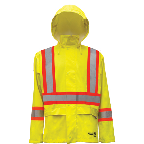 Hi-Vis FR/PU Safety Rain Jackets, Small, High Visibility Lime-Yellow Infinity Industrial Services Inc.