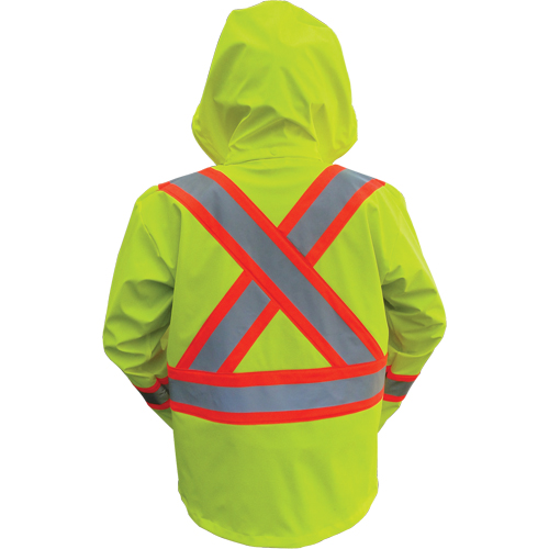 Hi-Vis FR/PU Safety Rain Jackets, Small, High Visibility Lime-Yellow Infinity Industrial Services Inc.