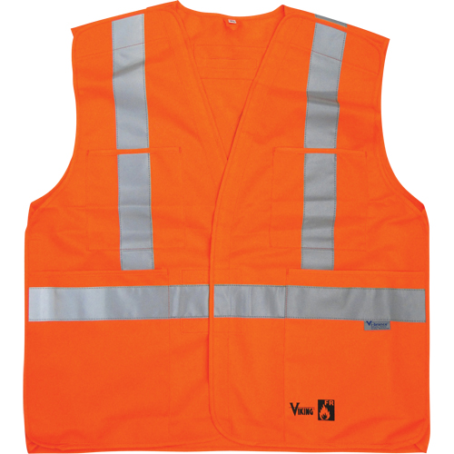 Vestes de s&eacute;curit&eacute; ignifug&eacute;es, Orange haute visibilit&eacute;, Moyen/Petit, Polyester Infinity Industrial Services Inc.