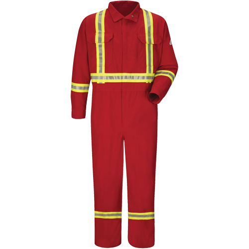 Flame-Resistant Deluxe Coveralls with Reflective Trim, Size 38, Red, 5.6 cal/cm² Infinity Industrial Services Inc.