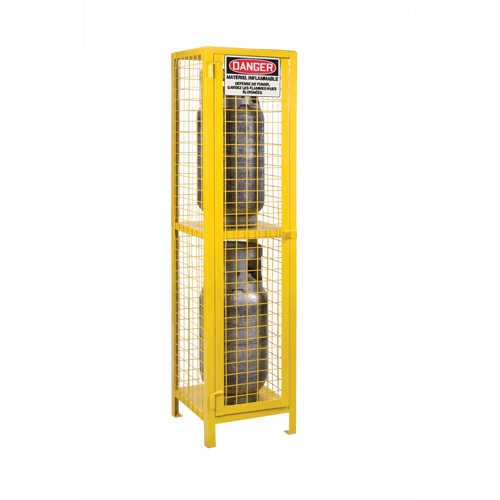 Gas Cylinder Cabinets, 2 Cylinder Capacity, 17" W x 17" D x 69" H, Yellow Infinity Industrial Services Inc.