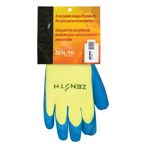 Gants haute visibilit&eacute; doubl&eacute;s d'acrylique de caoutchouc naturel, 7, R&ecirc;vetement Latex de caoutchouc, Calibre 7, Enveloppe en Acrylique Infinity Industrial Services Inc.