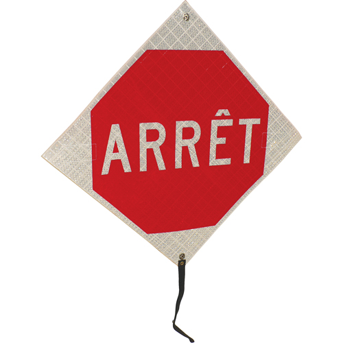 Panneau de circulation enroulable  Arr&ecirc;t , 24" x 24", Vinyle, Français Infinity Industrial Services Inc.