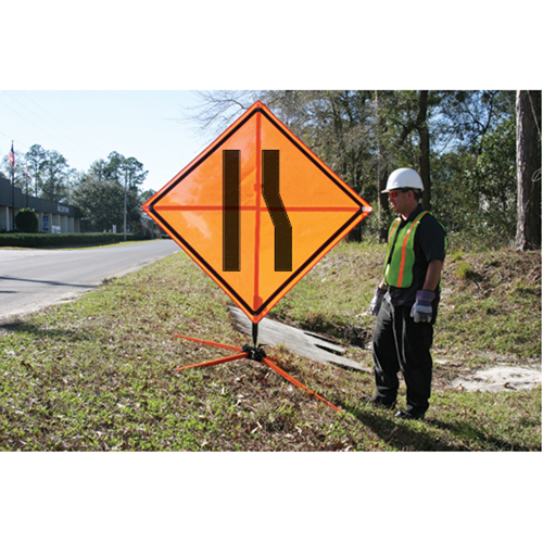 Panneau de construction enroulable - Tilt-Adjust prenez la voie de gauche, 36" x 36", Vinyle, Pictogramme Infinity Industrial Services Inc.