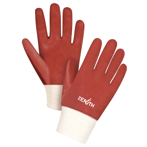 Red Smooth-Finish Chemical-Resistant Gloves, Size Large/9, 10" L, PVC, Interlock Inner Lining, 47-mil Infinity Industrial Services Inc.